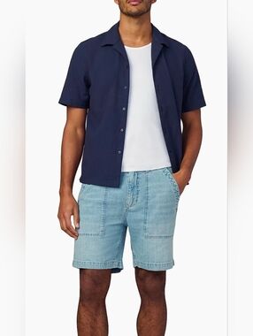 NWT Joe’s Jeans Seersucker Short Sleeve Camp Shirt Size XXL in True Navy